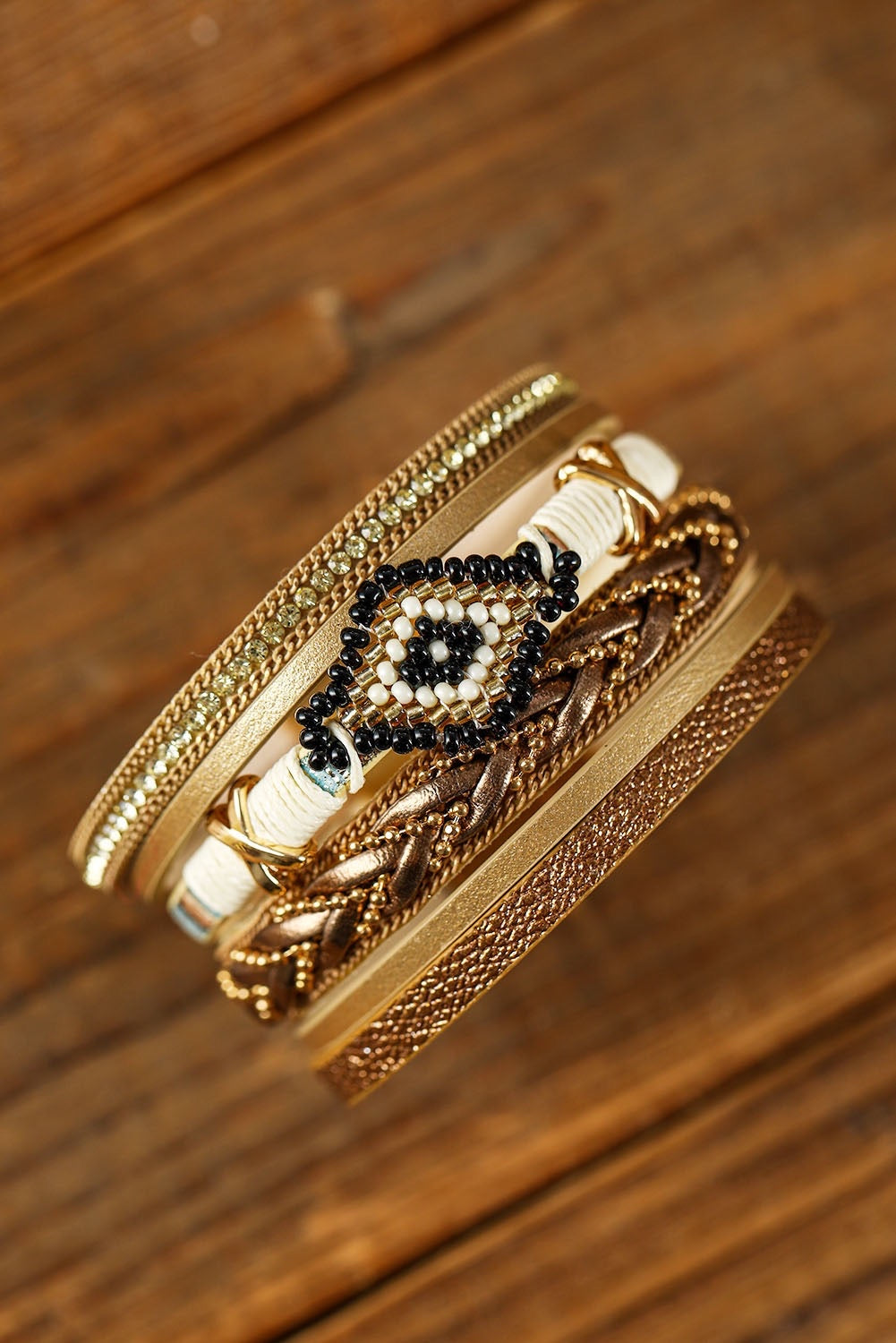 Aztek Gold & Leather Bracelet